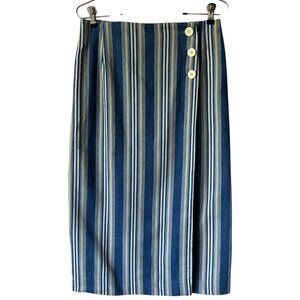 Vintage Painted Pony Skirt Size Small Midi Pencil Wrap Stripe Cotton USA Made